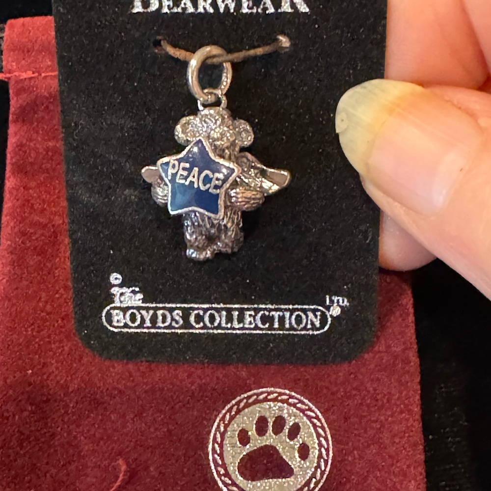 Adorable Sterling Silver Peace Bear Angel Charm/Pendant
